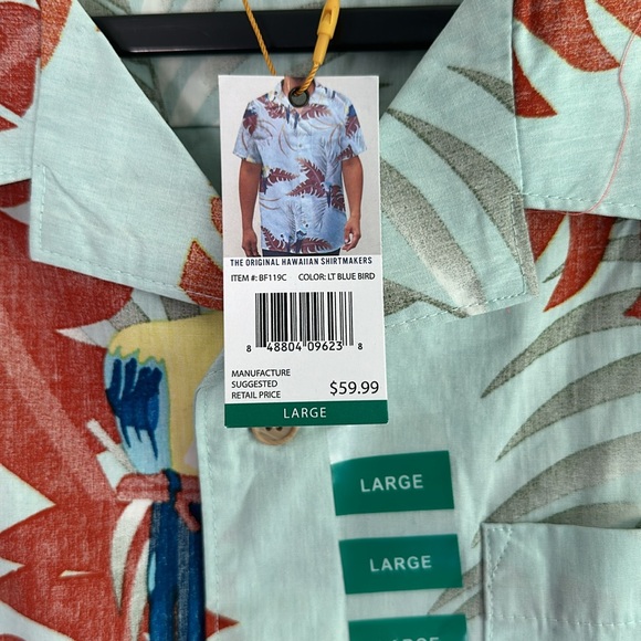 NWT Barefoot In Paradise Blue Hawaiian Button Down Shirt - Picture 4 of 5